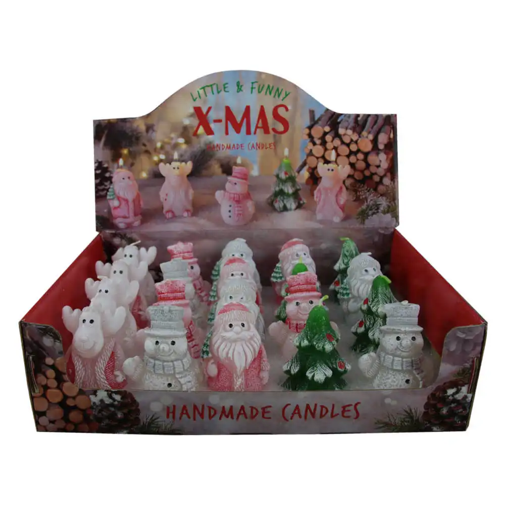 Lumanare figurina pentru Craciun 8 CM - Ren/Om de zapada/Mos Craciun/Brad