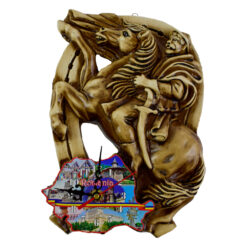 Placheta decorativa realizata din ipsos cu ceas - Design cu animal si inscriptia "Romania" - 2 modele (Model 2)