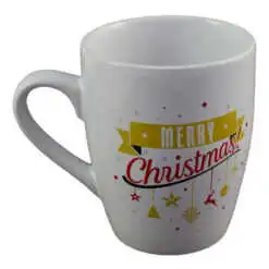 Cana de craciun realizata din ceramica in cutie cadou - Design Craciun cu mesajul "Merry Christmas"