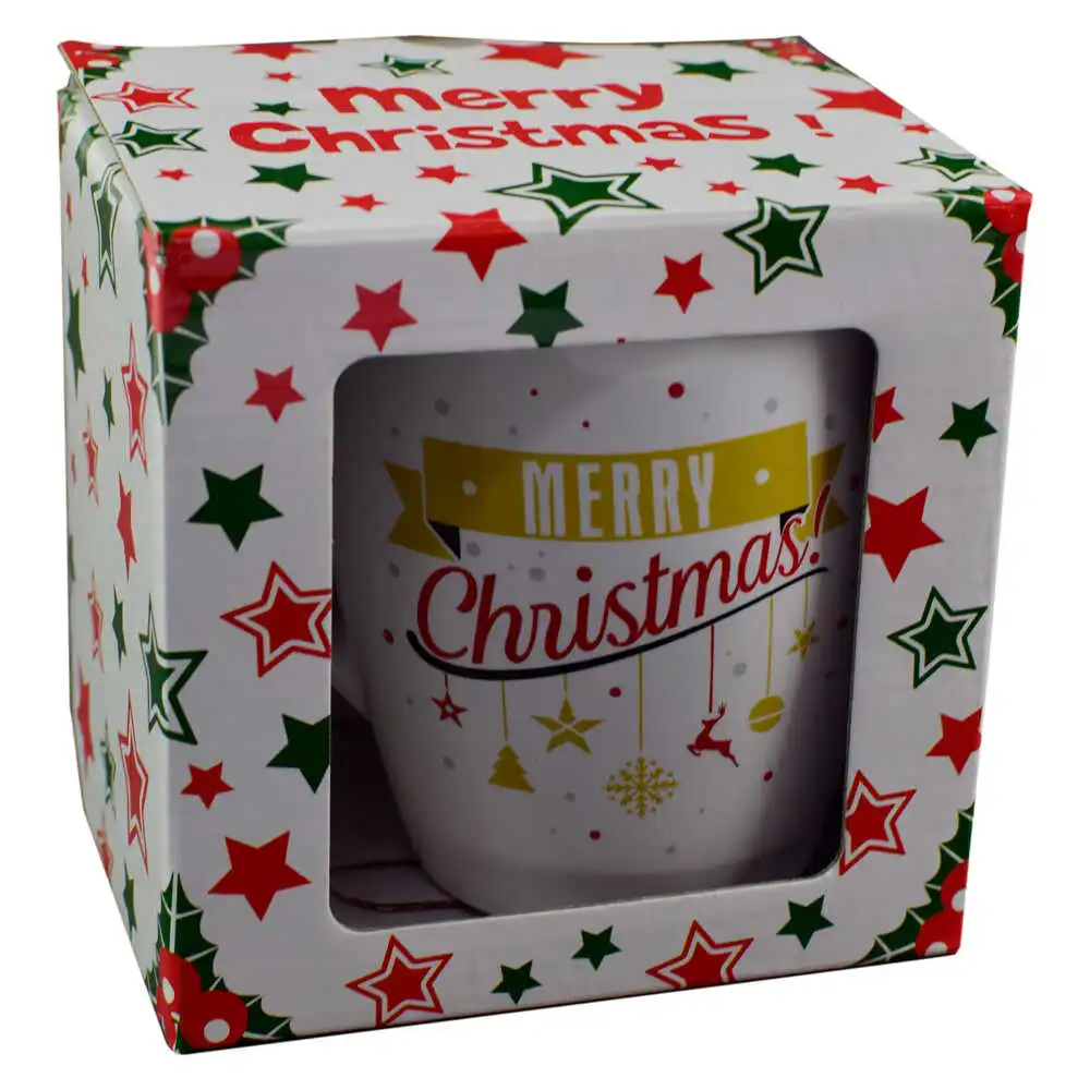 Cana de craciun realizata din ceramica in cutie cadou - Design Craciun cu mesajul "Merry Christmas" Cana de craciun realizata din ceramica in cutie cadou - Design Craciun cu mesajul "Merry Christmas"
