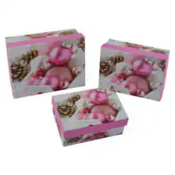 Set 3 cutii dreptunghiulare pentru cadouri - Design Craciun - Diverse modele (Model 2)