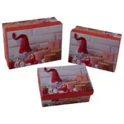 Set 3 cutii dreptunghiulare pentru cadouri - Design Craciun - Diverse modele (Model 2)