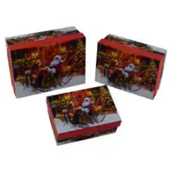 Set 3 cutii dreptunghiulare pentru cadouri - Design Craciun - Diverse modele (Model 2)