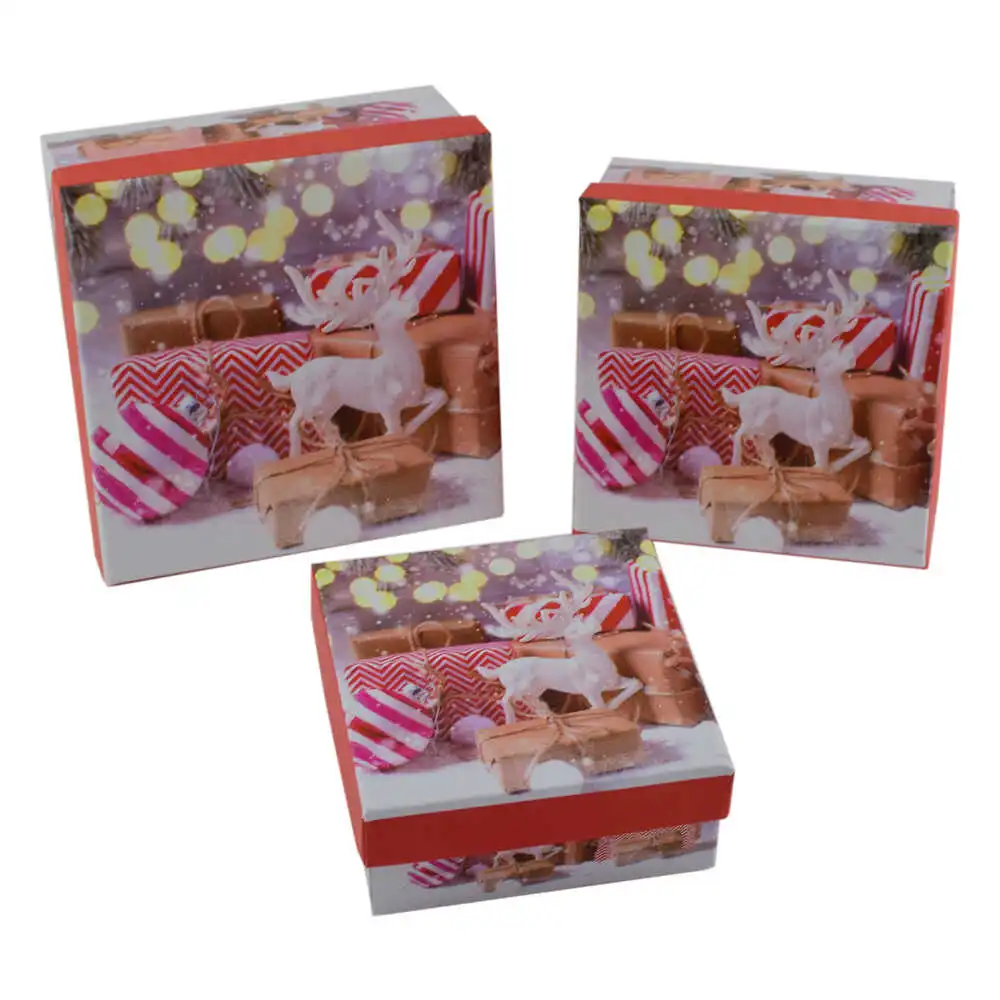 Set 3 cutii patrate pentru cadouri - Design Craciun - Diverse modele (Model 2) Set 3 cutii patrate pentru cadouri - Design Craciun - Diverse modele (Model 2)