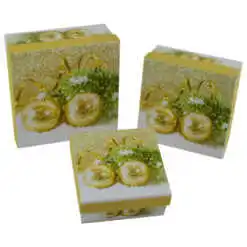 Set 3 cutii patrate pentru cadouri - Design Craciun - Diverse modele (Model 2)