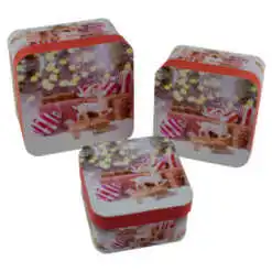 Set 3 cutii patrate pentru cadouri - Design Craciun - Diverse modele (Model 1)