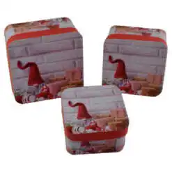 Set 3 cutii patrate pentru cadouri - Design Craciun - Diverse modele (Model 1)