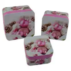 Set 3 cutii patrate pentru cadouri - Design Craciun - Diverse modele (Model 1)