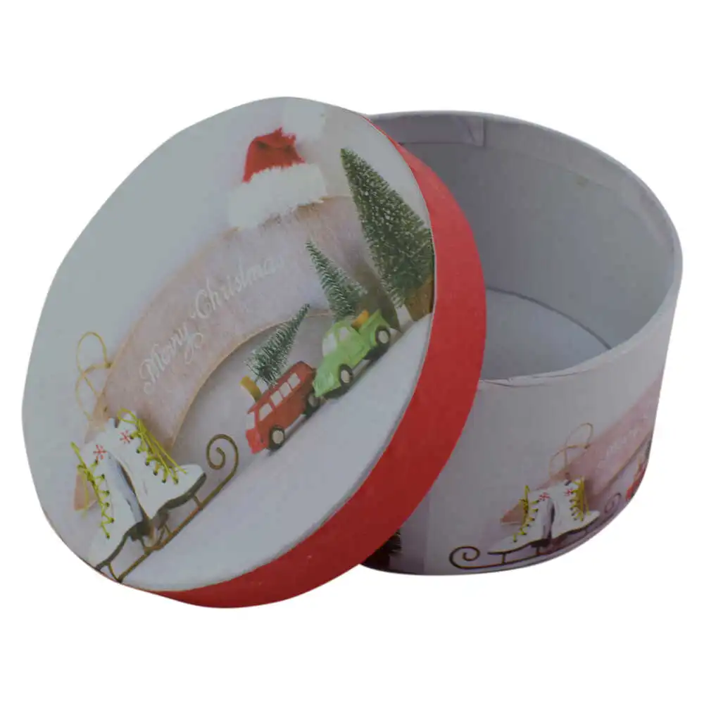Cutie rotunda pentru cadouri - Design Craciun - Diverse modele Cutie rotunda pentru cadouri - Design Craciun - Diverse modele