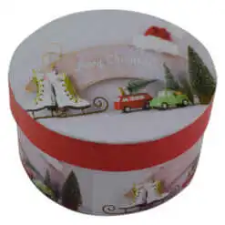 Cutie rotunda pentru cadouri - Design Craciun - Diverse modele