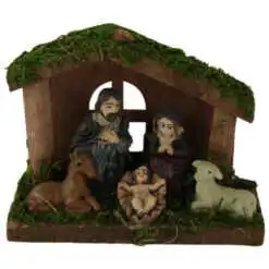 Ornament de Craciun Sceneta Betleem din lemn 12 CM