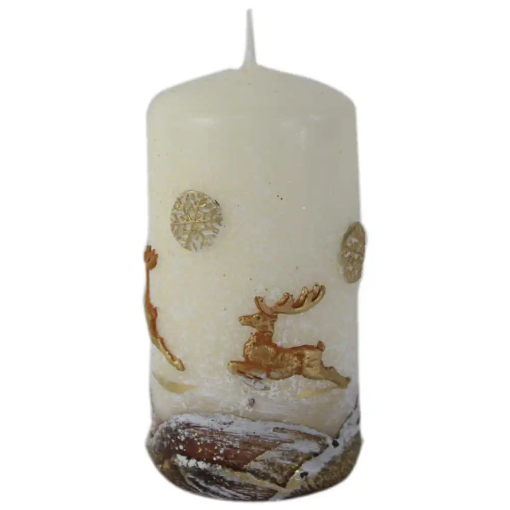 Lumanare de Craciun decorat cu ren 5x10 cm