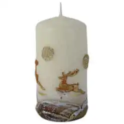 Lumanare de Craciun decorat cu ren 5x10 cm