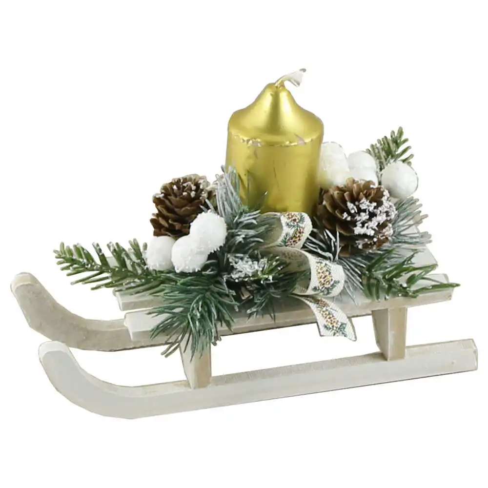 Decor Craciun Saniuta cu lumanare 17 CM Decor Craciun Saniuta cu lumanare 17 CM