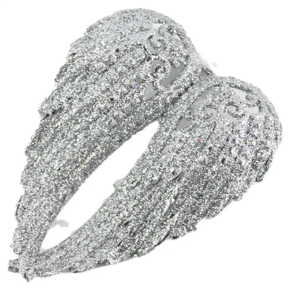 Ornament brad cu glitter Aripi de inger 15 CM Auriu/Argintiu