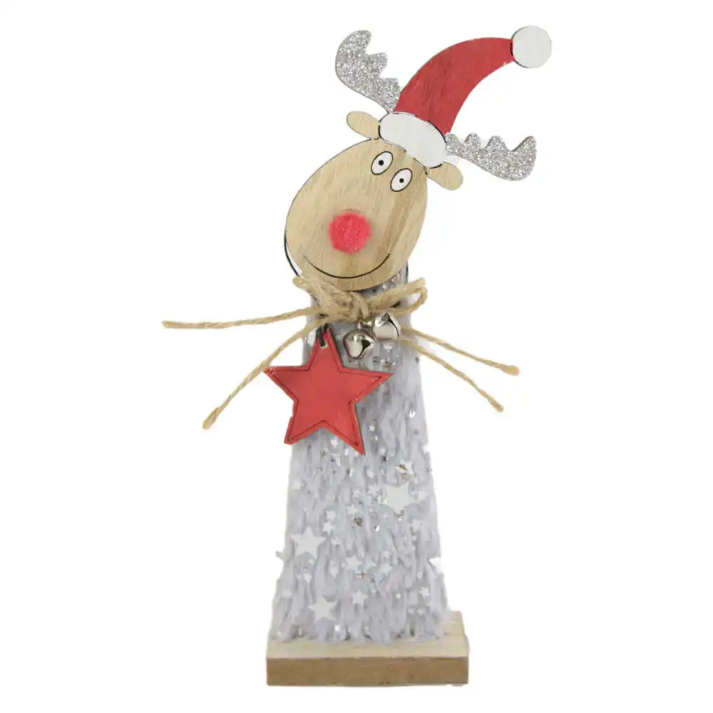 Figurina Craciun Ren din lemn cu steluta 20 CM Argintiu Figurina Craciun Ren din lemn cu steluta 20 CM Argintiu