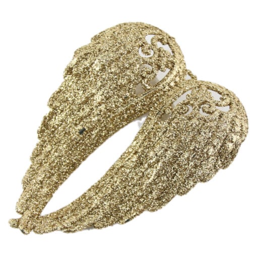 Ornament brad cu glitter Aripi de inger 14 CM Auriu