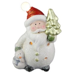Figurina Craciun Mos Nicolae din ceramica cu led 14 CM