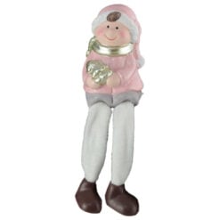 Figurina Craciun Copil cu picioare mobile 8 CM - Roz