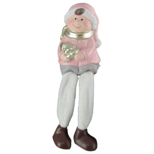 Figurina Craciun Copil cu picioare mobile 8 CM - Roz