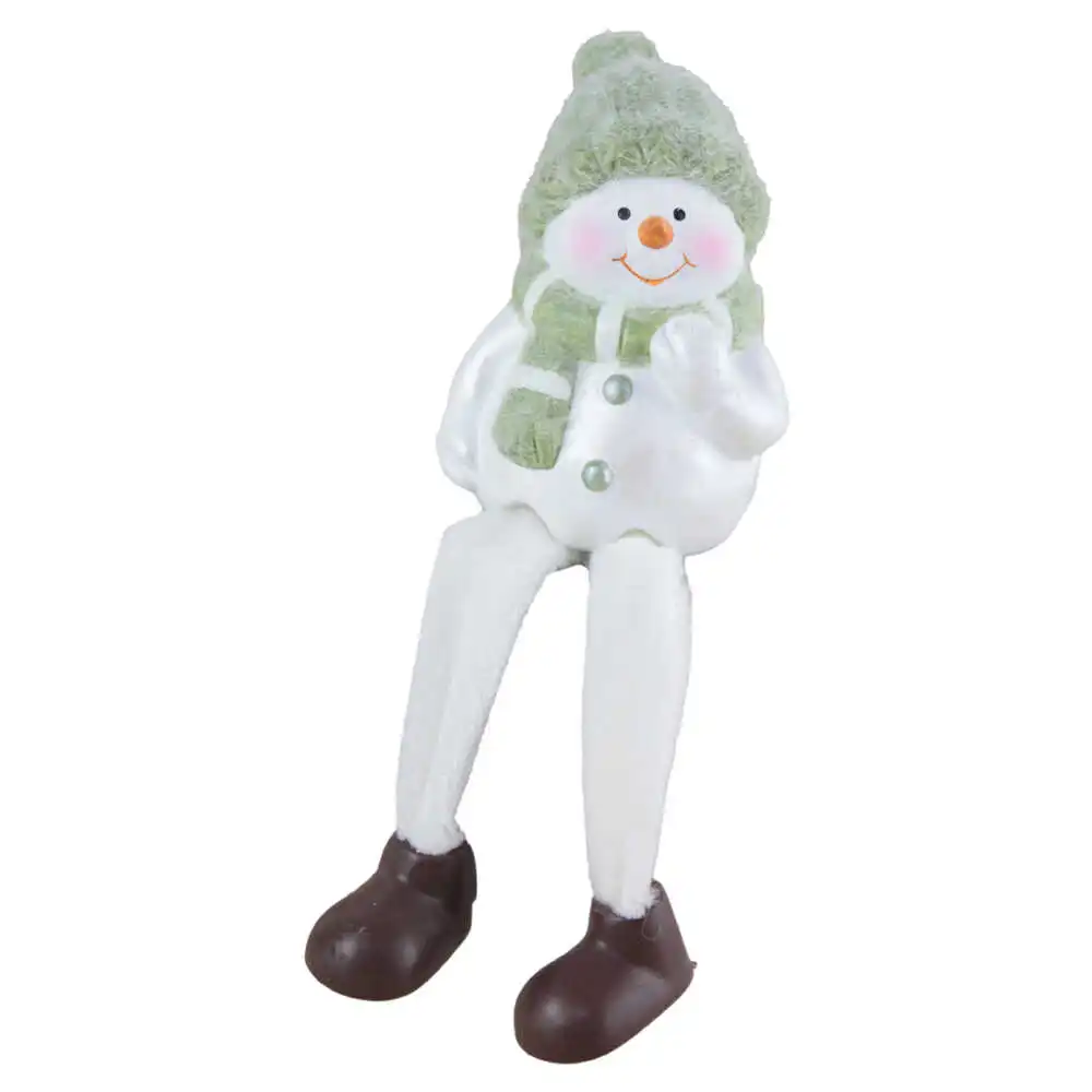 Figurina Om de zapada din ceramica cu picioare textil 8 CM Figurina Om de zapada din ceramica cu picioare textil 8 CM