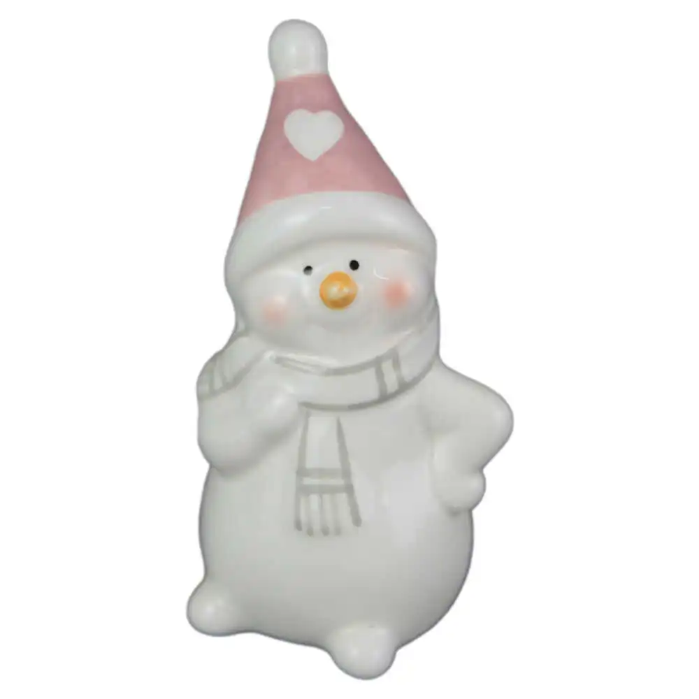 Figurina Craciun Om de zapada din ceramica 9 CM - cu inima Figurina Craciun Om de zapada din ceramica 9 CM - cu inima