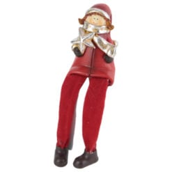 Figurina Craciun Copil cu picioare mobile 8 CM - Rosu