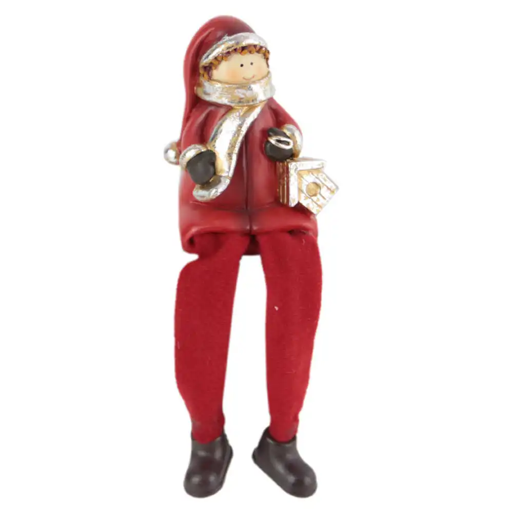 Figurina Craciun Copil cu picioare mobile 8 CM - Rosu