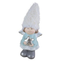 Figurina inger din ceramica cu caciula blana 17 CM