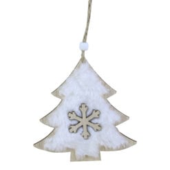 Ornament brad din lemn si blana 12 CM