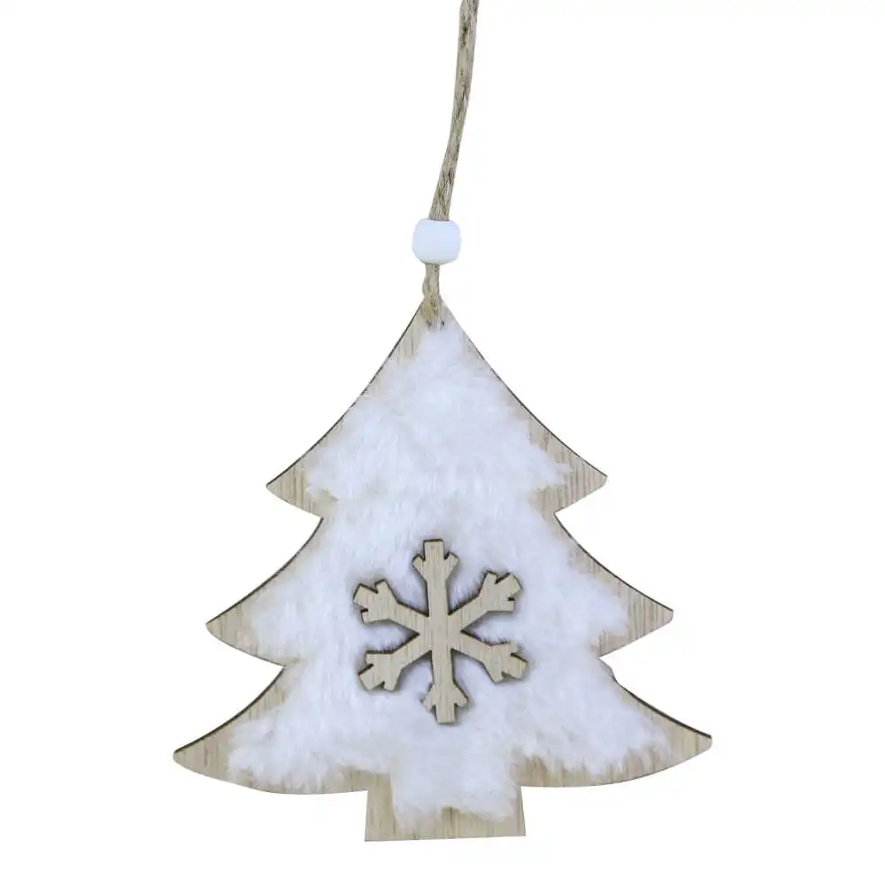 Ornament brad din lemn si blana 12 CM