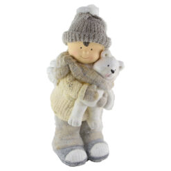 Figurina Craciun Copil din ceramica cu ren/ursulet 48 CM