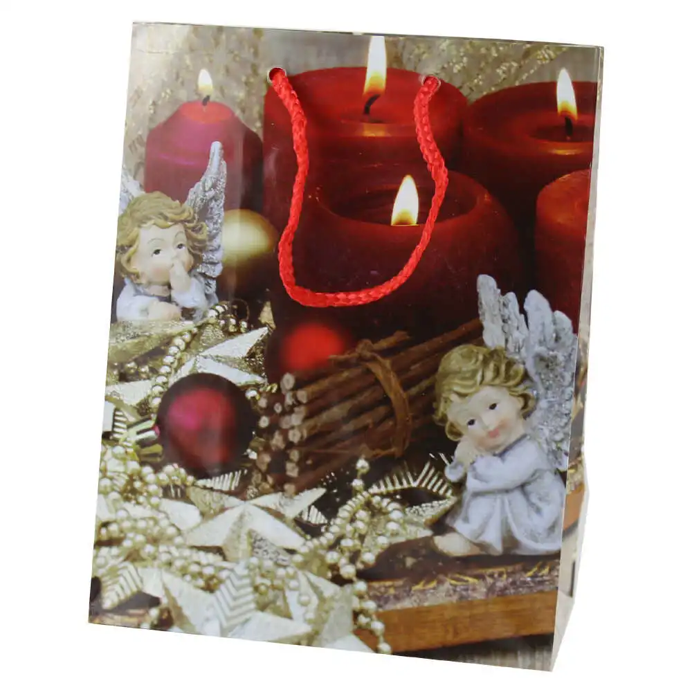 Punga cadou Craciun 18x23 CM - Ingerasi si luminari rosii Punga cadou Craciun 18x23 CM - Ingerasi si luminari rosii