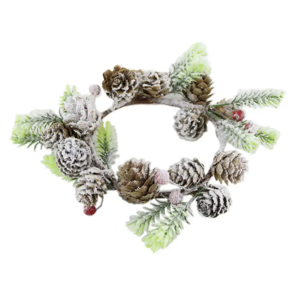 Coronita de Craciun cu bobite si conuri de brad inzapezite 18 CM Coronita de Craciun cu bobite si conuri de brad inzapezite 18 CM