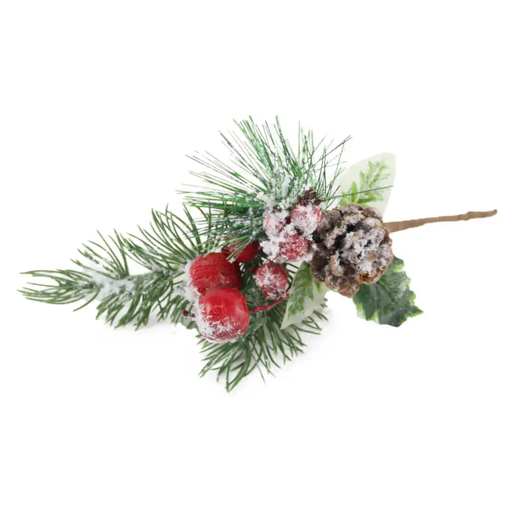 Pick creanga inzapezita cu bobite rosii 26 CM Pick creanga inzapezita cu bobite rosii 26 CM