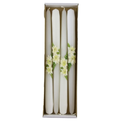 Set 4 lumanari Craciun cu Craciunita alba 29 CM