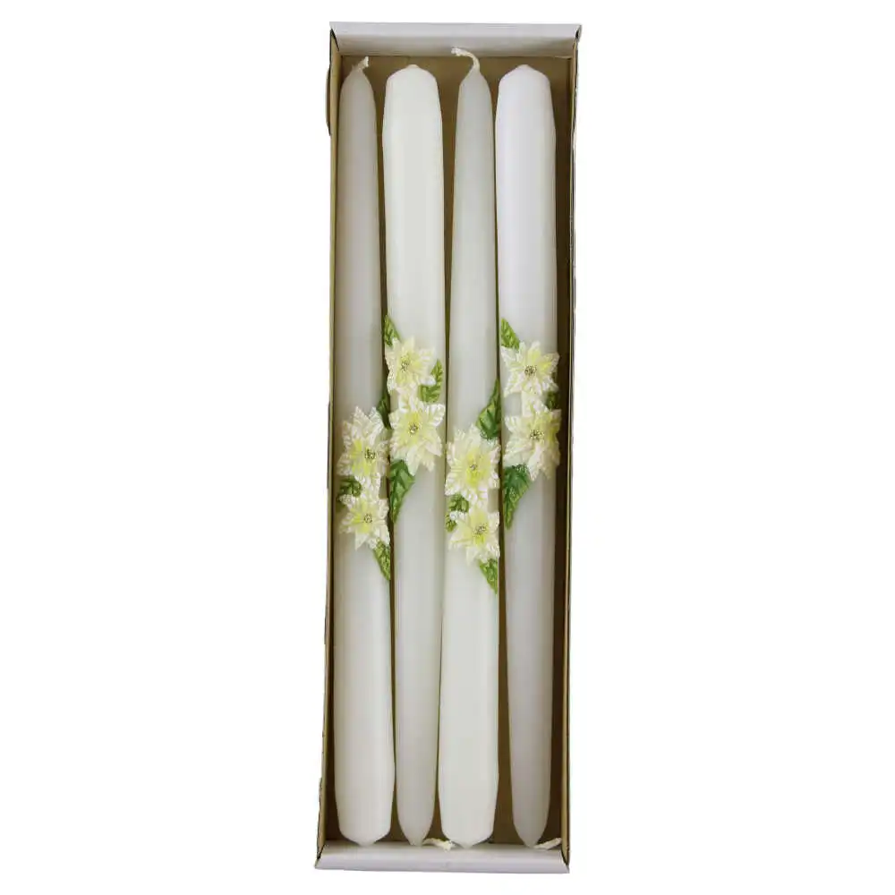 Set 4 lumanari Craciun cu Craciunita alba 29 CM