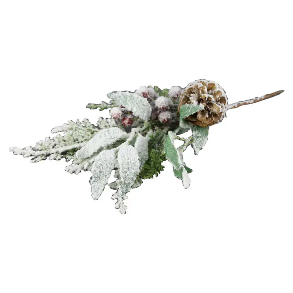 Pick creanga inzapezita cu con de brad si bobite 33 CM Pick creanga inzapezita cu con de brad si bobite 33 CM