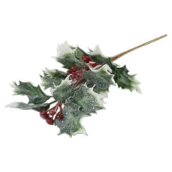 Pick creanga cu frunze si bobite glitter 22 CM