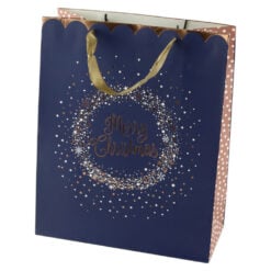 Punga cadou Craciun din hartie 26x32 CM - "Merry Christmas"  Blau