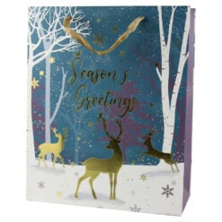 Punga cadou Craciun 26x32 CM - "Seasons Greetings" Peisaj