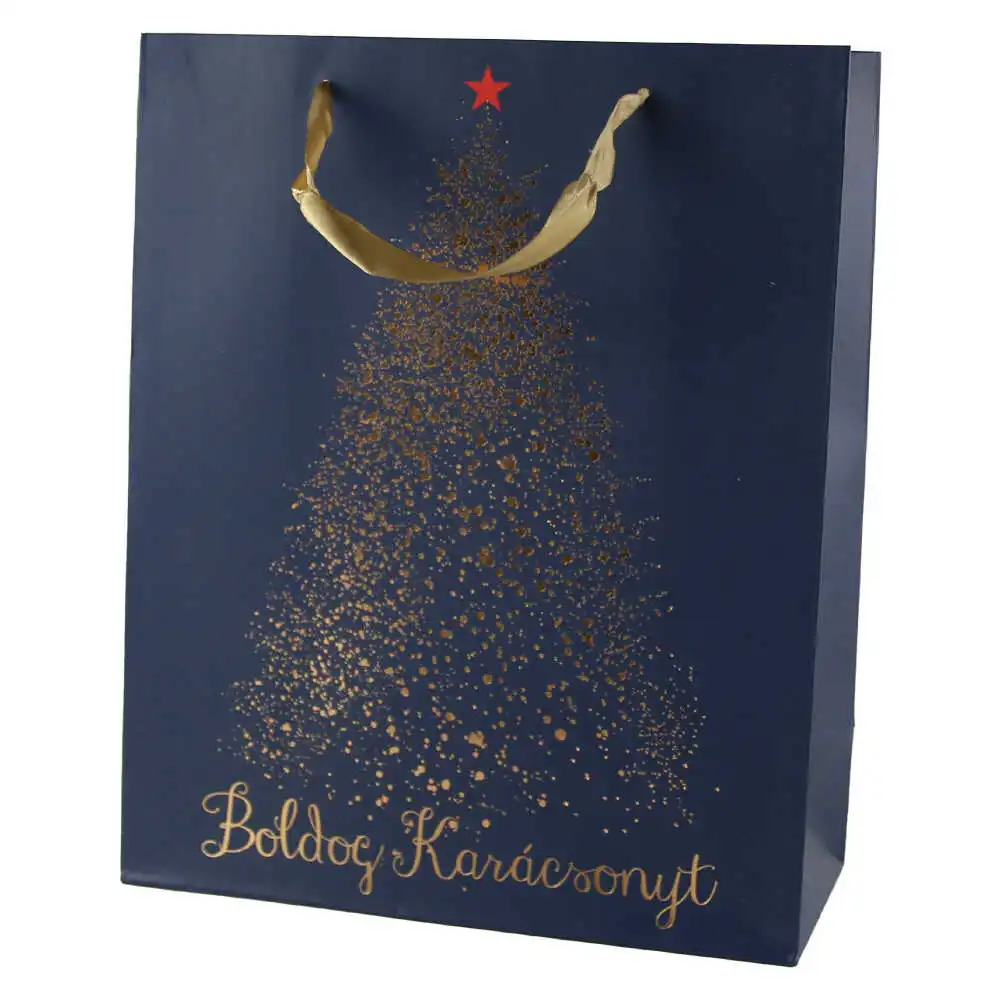 Punga cadou Craciun 26x32 CM - "Boldog Karacsonyt" Gold