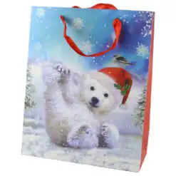 Punga cadou Craciun 26x32 CM - Urs polar