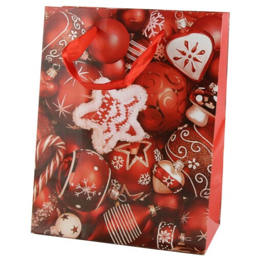 Punga cadou Craciun 18x23 CM - Decor rosii