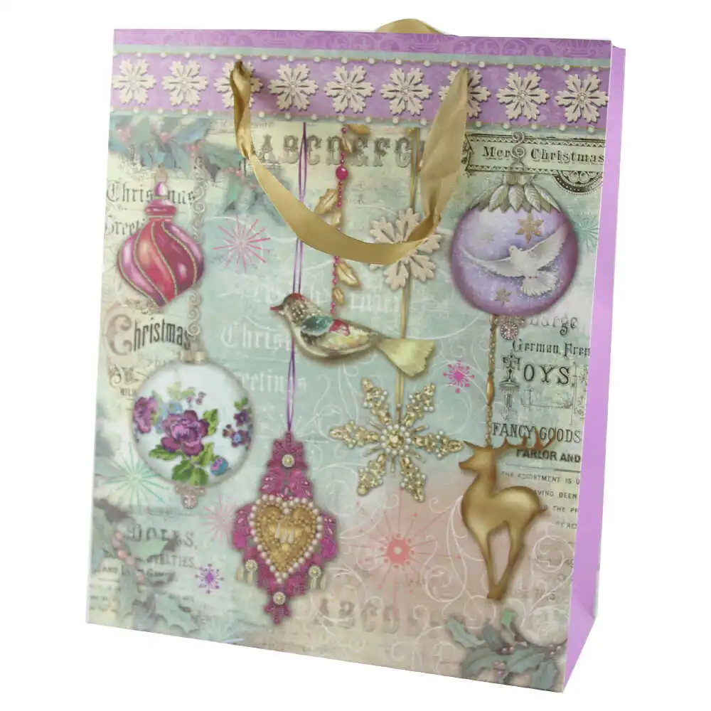 Punga cadou Craciun 26x32 CM - Decor violet Punga cadou Craciun 26x32 CM - Decor violet