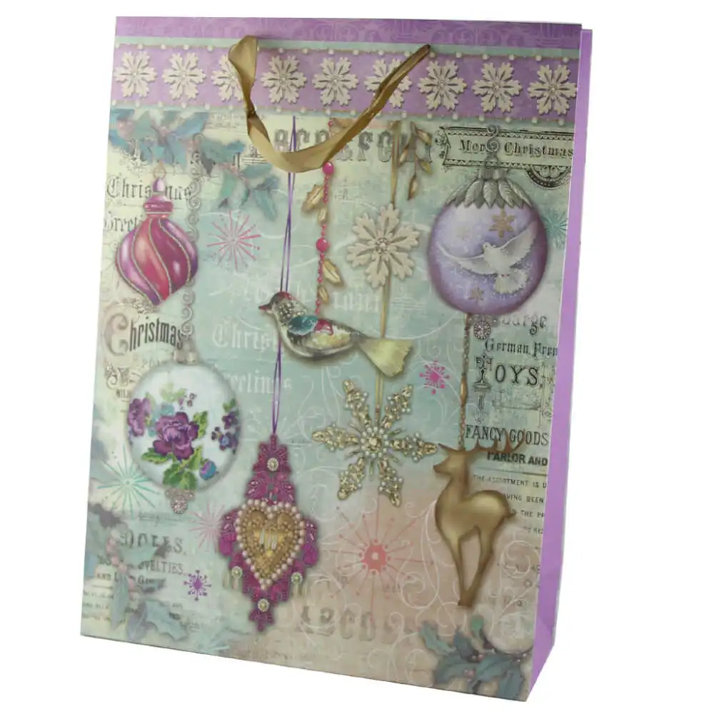 Punga cadou Craciun 31x42 CM - Decor violet Punga cadou Craciun 31x42 CM - Decor violet