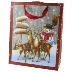 Punga cadou Craciun 26x32 CM - Om de zapada cu reni