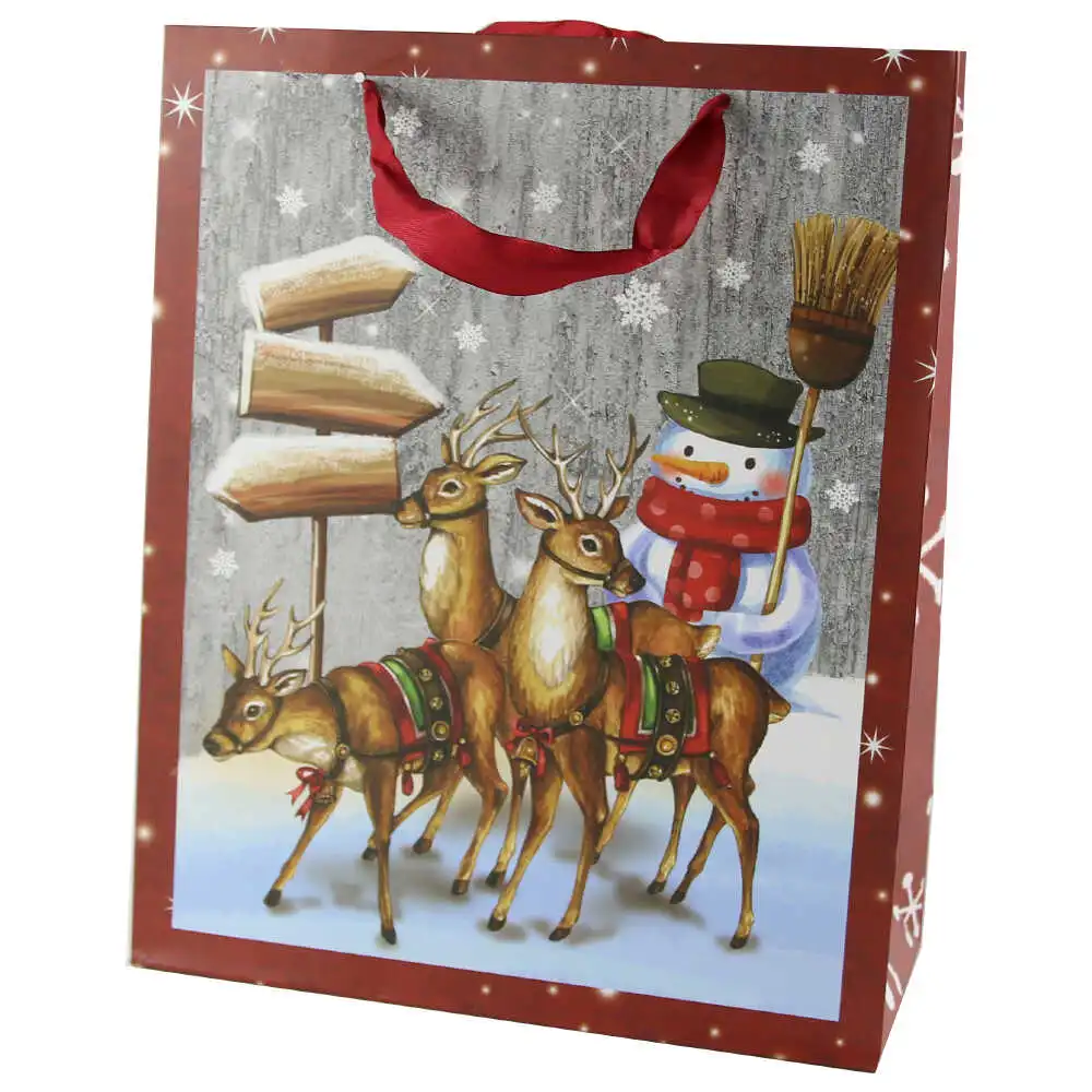 Punga cadou Craciun 26x32 CM - Om de zapada cu reni Punga cadou Craciun 26x32 CM - Om de zapada cu reni