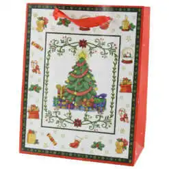 Punga cadou Craciun 18x23 CM - Brad de craciun/Catelusi