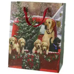 Punga cadou Craciun 18x23 CM - Brad de craciun/Catelusi